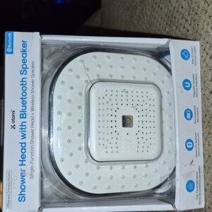 White Shower Head with Bluetooth Speaker
